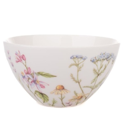 Miseczka miska do zupy porcelanowa 500ml obiadowa biała w kwiaty polne do deserów