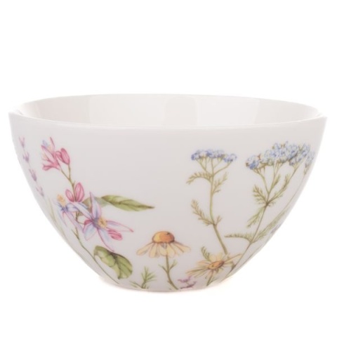 Miseczka miska do zupy porcelanowa 500ml obiadowa biała w kwiaty polne do deserów