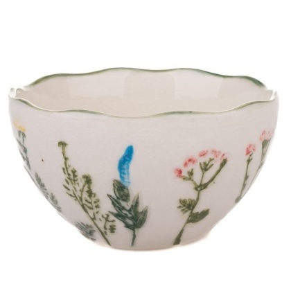 Miska do zupy miseczka porcelanowa 400ml obiadowa biała w kwiaty do deserów ręcznie malowana
