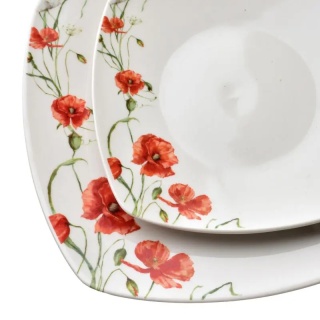 Serwis obiadowy maki porcelana zestaw na prezent komplet 6 osób lea poppy miseczki