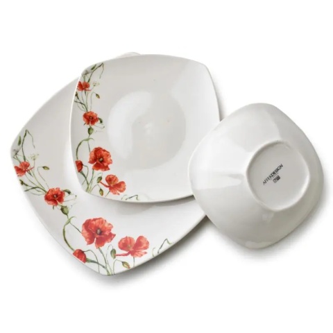 Serwis obiadowy maki porcelana zestaw na prezent komplet 6 osób lea poppy miseczki