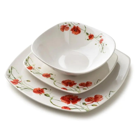 Serwis obiadowy maki porcelana zestaw na prezent komplet 6 osób lea poppy miseczki