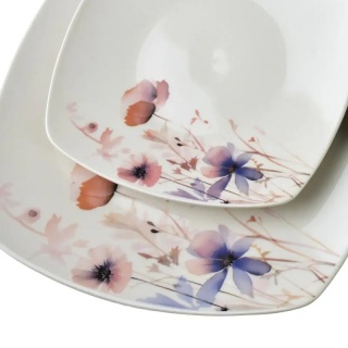 Serwis obiadowy kwadratowy lea delicate porcelana zestaw na prezent komplet 6 osób miska