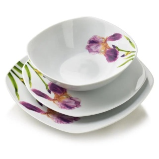 Komplet obiadowy irysy porcelana zestaw na prezent dla 6 osób lea iris serwis