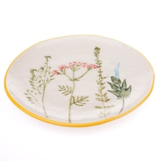 Talerz deserowy porcelanowy ozdobny w kwiaty tłoczony na ciasto szkliwiony 20 cm