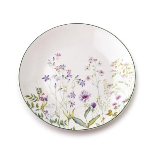 Talerz deserowy porcelanowy biały ozdobny Faccia w kwiaty na ciasto tort 20,3 cm