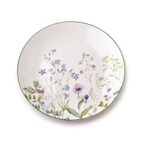Talerz deserowy porcelanowy biały ozdobny Faccia w kwiaty na ciasto tort 20,3 cm