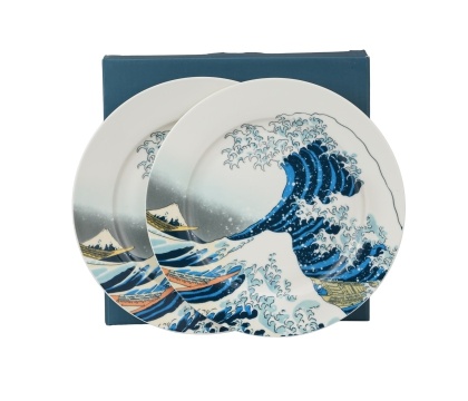 Talerze deserowe porcelanowe 2 szt talerz na ciasto wielka fala great wave