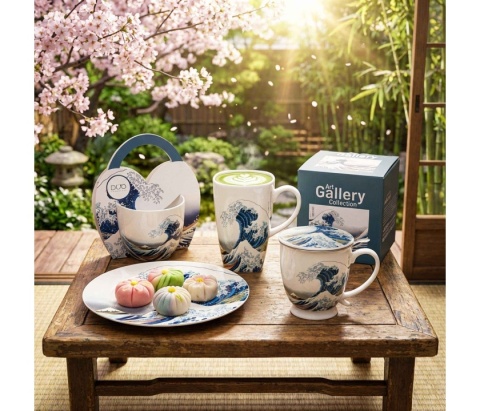 Talerze deserowe porcelanowe 2 szt talerz na ciasto wielka fala great wave