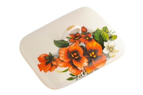 Ceramiczna maselniczka z pokrywką – Słoneczne Bratki z Mieroszowa
