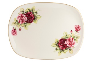 Duży Półmisek Ceramiczny Mieroszów – Motyw Róże, Złoty Rant