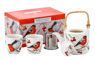 Dzbanek 2 czarki kubki komplet do herbaty porcelana gil ptaki Polski Hajdecka