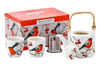 Dzbanek 2 czarki kubki komplet do herbaty porcelana gil ptaki Polski Hajdecka