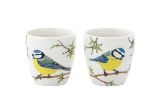 Dzbanek imbryk 2 kubki czarki zestaw do herbaty porcelana modraszka ptaki Polski Hajdecka