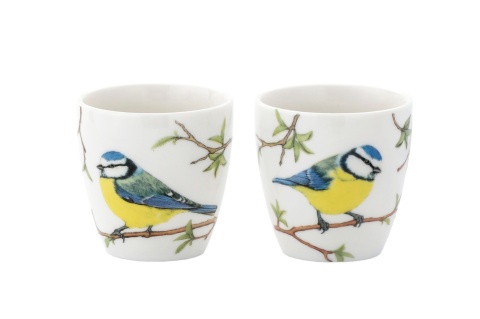 Dzbanek imbryk 2 kubki czarki zestaw do herbaty porcelana modraszka ptaki Polski Hajdecka