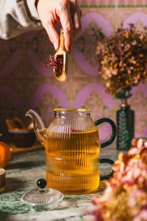 Filiżanka dzbanuszek komplet szklany tea for one Justine czajniczek szkło zielone