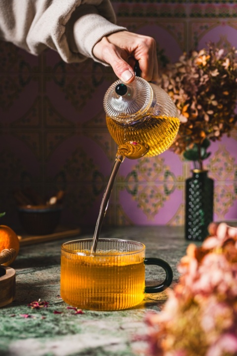 Filiżanka dzbanuszek komplet szklany tea for one Justine czajniczek szkło zielone