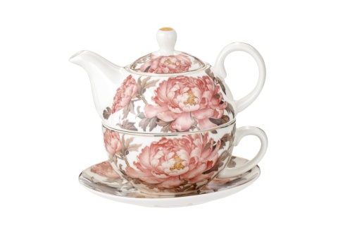 Filiżanka z dzbankiem tea for one kwiaty piwonie peony do herbaty na prezent