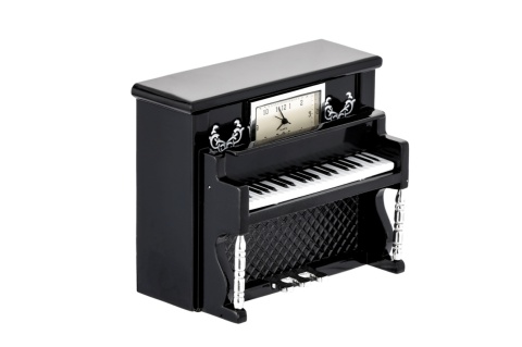 Pianino z zegarkiem dekoracja figurka na biurko metalowa na prezent instrument zegar