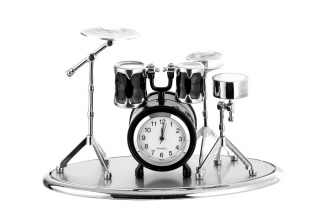 Perkusja zegarek figurka na biurko dekoracja metalowa instrument zegar na urodziny