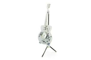 Gitara elektryczna zegar na stojaku dekoracja figurka do biura metalowa instrument