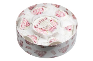 Komplet 6 filiżanek z porcelany z różą francuską