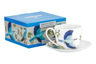 Filiżanka do herbaty kawy komplet w pudełku kraska Hajdecka porcelana ptaki polskie
