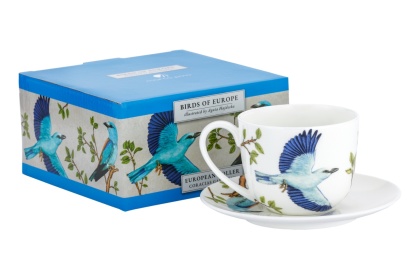 Filiżanka do herbaty kawy komplet w pudełku kraska Hajdecka porcelana ptaki polskie