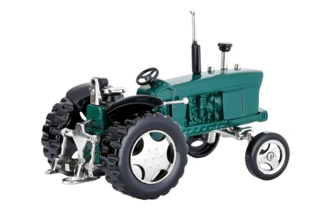 Traktor z zegarkiem figurka zielona na biurko dekoracja metalowa na urodziny auto