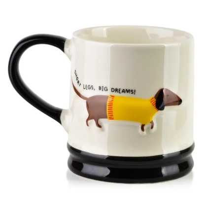 Kubek Doxie pies jamnik do herbaty kawy porcelana na urodziny tłoczony czarny