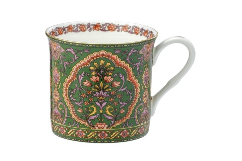 Kubek do kawy herbaty porcelana kostna orientalny zielony na urodziny kwiaty stechcol