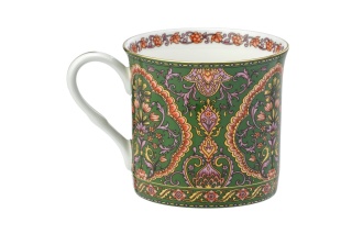 Kubek do kawy herbaty porcelana kostna orientalny zielony na urodziny kwiaty stechcol