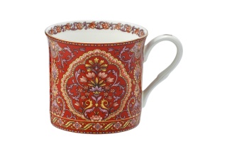 Kubek porcelana kostna do kawy herbaty orientalny czerwony na prezent kwiaty stechcol