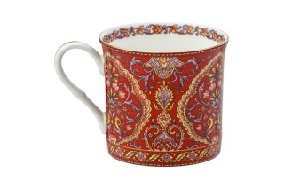 Kubek porcelana kostna do kawy herbaty orientalny czerwony na prezent kwiaty stechcol