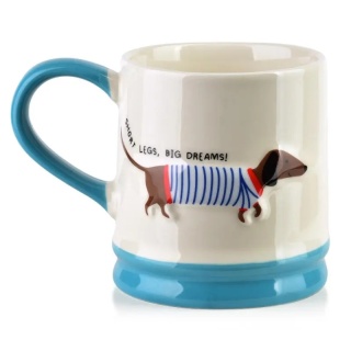 Kubek porcelana do herbaty kawy Doxie pies jamnik na urodziny tłoczony