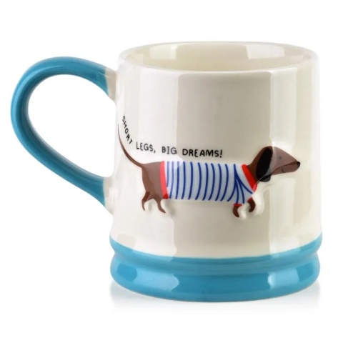 Kubek porcelana do herbaty kawy Doxie pies jamnik na urodziny tłoczony