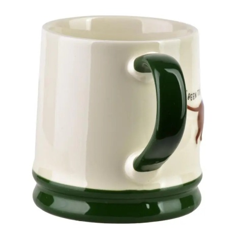 Kubek do herbaty kawy porcelana Doxie pies jamnik na urodziny tłoczony zielony