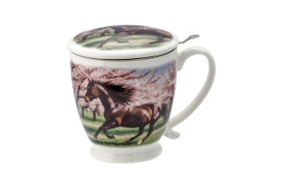 Kubek do herbaty zaparzacz porcelana przykrywka na urodziny dzikie konie koń wild