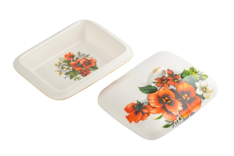 Ceramiczna maselniczka z pokrywką – Słoneczne Bratki z Mieroszowa
