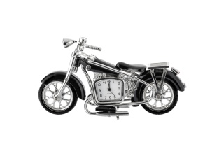 Motocykl zegarek dekoracja figurka na biurko chopper czarny metalowy na prezent