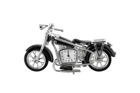 Motocykl zegarek dekoracja figurka na biurko chopper czarny metalowy na prezent
