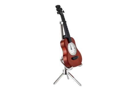Gitara akustyczna zegarek na stojaku dekoracja figurka do biura metalowa instrument