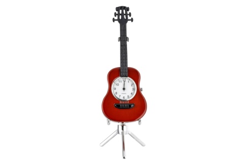 Gitara akustyczna zegarek na stojaku dekoracja figurka do biura metalowa instrument