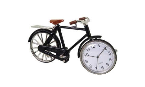 Zegarek rower czarny dla rowerzysty metalowa figurka na biurko na prezent ozdoba