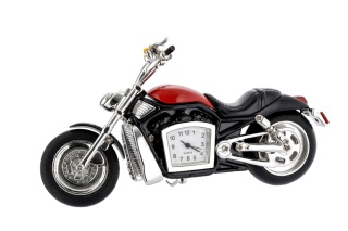 Motocykl zegarek figurka na biurko dekoracja chopper czerwony metalowy na prezent