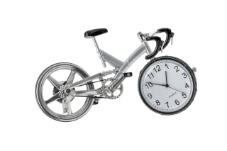 Zegarek rower srebrny kolarzówka dla rowerzysty metalowa figurka na biurko na prezent
