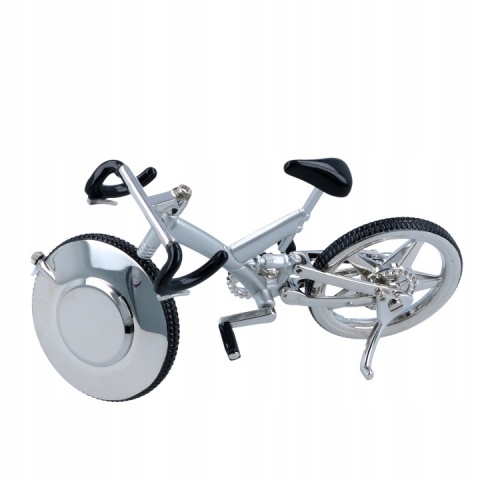 Zegarek rower srebrny kolarzówka dla rowerzysty metalowa figurka na biurko na prezent