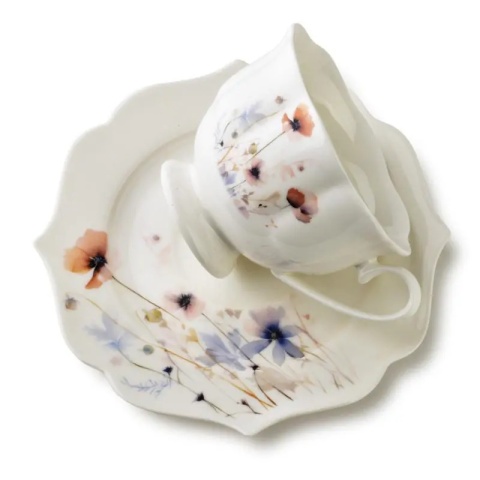 6 filiżanek filiżanka komplet do herbaty kwiaty tłoczone Isabelle na prezent porcelana