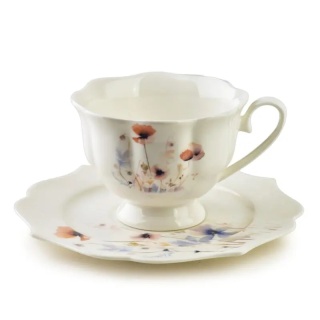 6 filiżanek filiżanka komplet do herbaty kwiaty tłoczone Isabelle na prezent porcelana