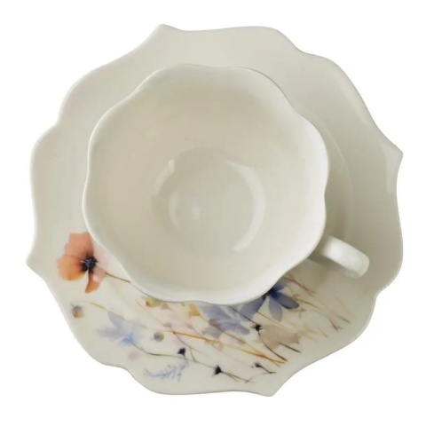 6 filiżanek filiżanka komplet do herbaty kwiaty tłoczone Isabelle na prezent porcelana